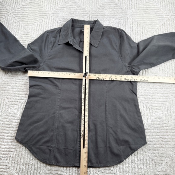Madewell Fitted Button Shirt Womens 14 Gray Twill NO115 Work Minimalist Gorpcore - Picture 3 of 8